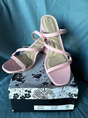 CL by Laundry Blush Pink Strappy Block Heel Sandals